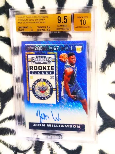 Zion Williamson Ticket Contenders Blue Shimmer Rookie RC Auto /20 BGS 9.5