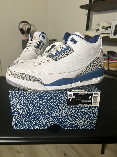Nike Air Jordan 3 Retro Wizards True Blue White Cement Grey sz 9 Men No 