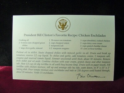 President Bill Clinton 's Favorite Recipe Chicken Enchiladas-Free shipping