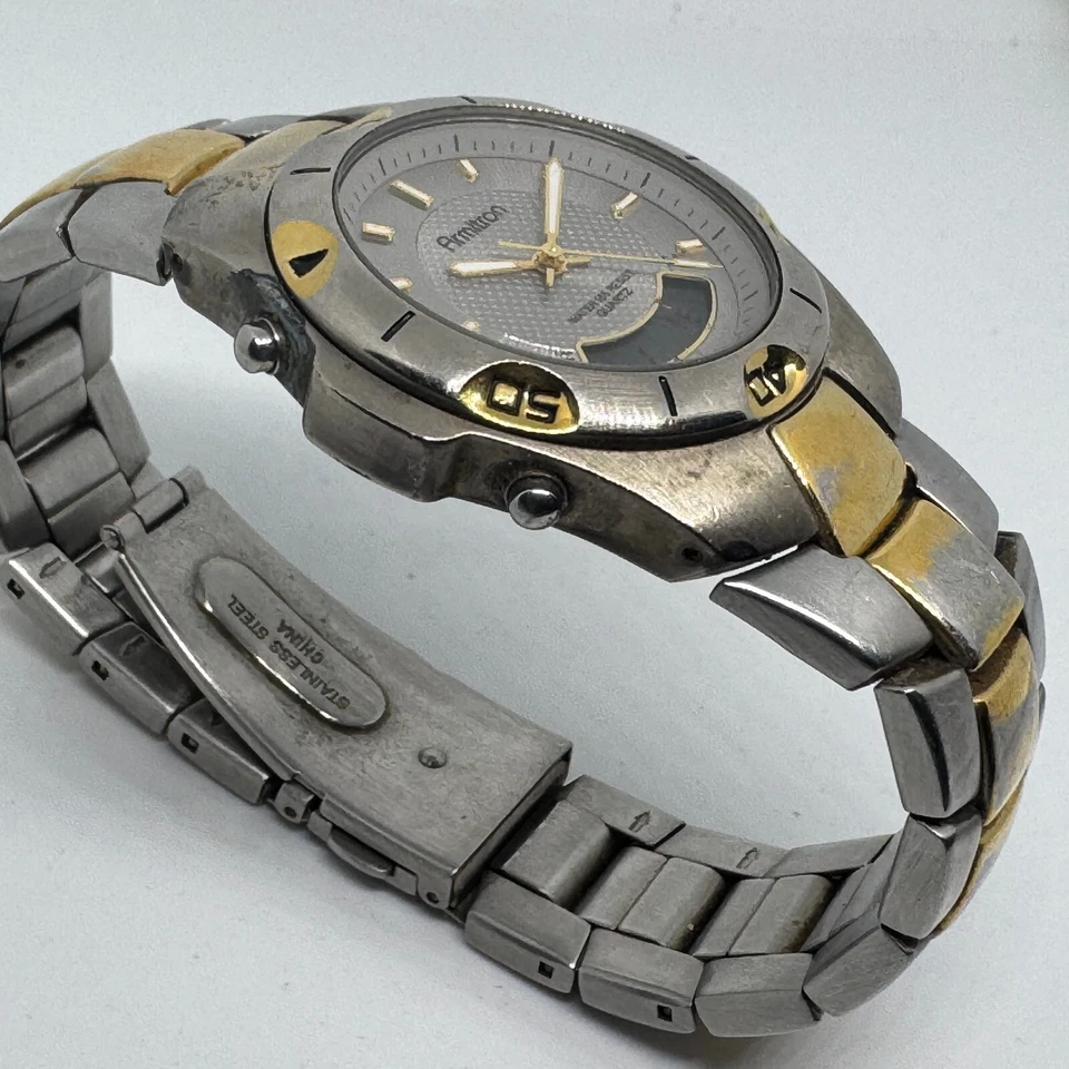 VTG Armitron Quartz Watch Men Dual Tone Analog Digital Alarm Chrono New Battery - Image 3 of 4