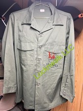 Vintage Us Navy Seabees Press Utility Og 507 Button Up Shirt 17 1/12 x 34 80s