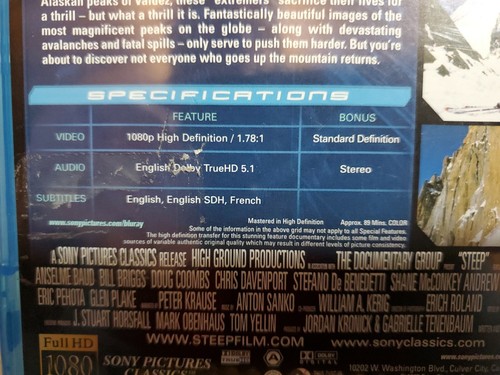 Steep (Blu-ray High Definition Disc, 2008, PG) also plays on PS3, - Foto 8 di 9