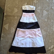 Vintage 90s Urban Girl Nites Colorblock Satin Striped Maxi Prom Dress XS