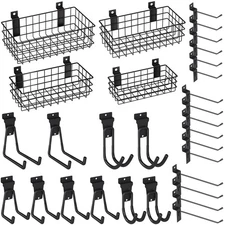 30PCS Slatwall Accessories Set, Includes 4 Pack Ventilated Metal Wire Slatwal...