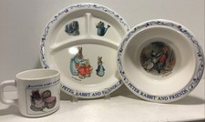 Vintage Eden Melamine Plastic Beatrix Potter Dinner Set Divided Plate Bowl Mug