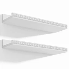 White Floating Shelves Wall Mounted Set of 2, 15.7 Inch Modern White Shelves ...