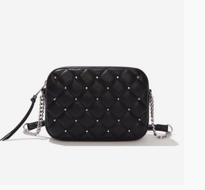 Rebecca Minkoff Black Quilted Studded Leather Crossbody Bag Women's