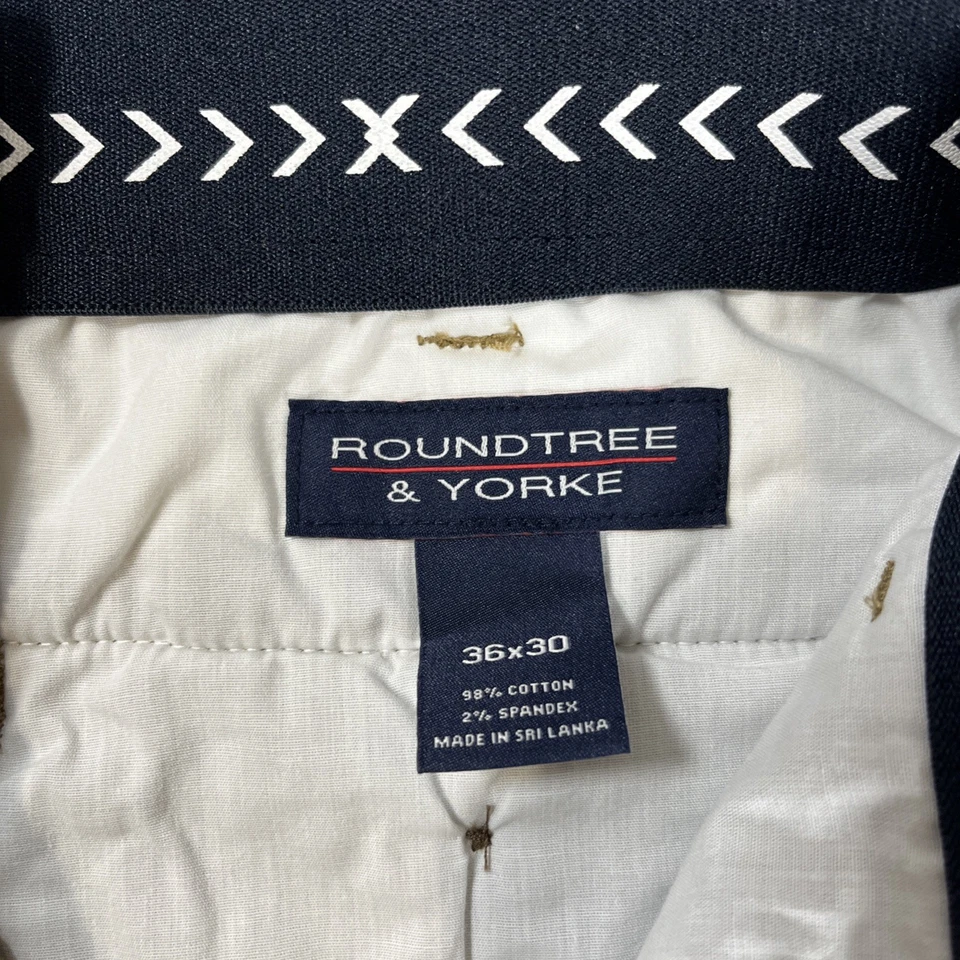 Pantalones Roundtree & Yorke Para Hombres Pierna Recta Cintura Pana Caqui Tostado 36x30 Foto 2 de 4