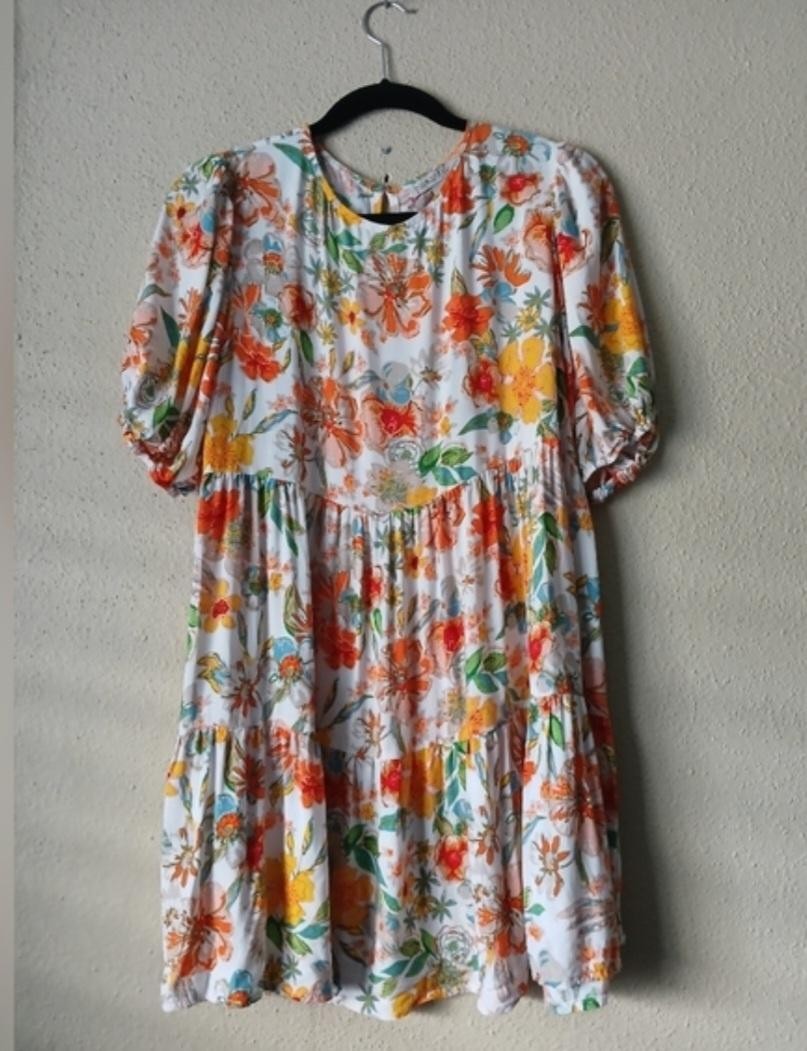 Freemarket Flying Tomato Dress Womens Medium Floral Puff Sleeve Swing Boho