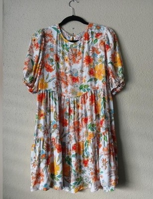 Freemarket Flying Tomato Dress Womens Medium Floral Puff Sleeve Swing Boho