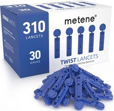 Metene Twist Top Lancets for Lancing Devices, 310 Count, 30 Gauge
