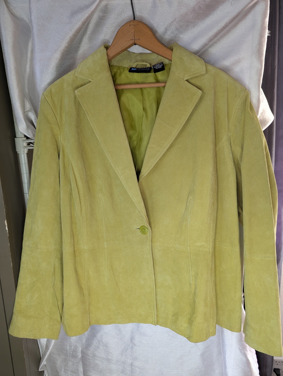 Relativity lime Genuine Leather Blazer Plus Size 2X Notch Lapel Lined