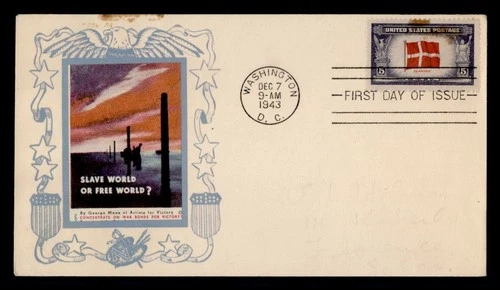 DR WHO 1943 FDC OVERRUN NATIONS HAND MADE WWII PATRIOTIC CACHET DENMARK M67883