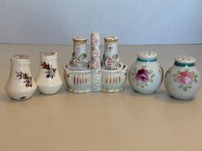 Vintage Porcelain Salt Pepper Shakers, 3 Sets. Pink Roses. Made In Japan.