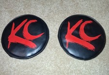 Kc Hilites 6 Round Vinyl Light Covers Red On Black Lot Of 2