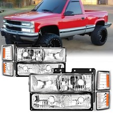 Pair Headlights Assembly Set For 1994 1995 1996 1997 1998 Chevy C10 Silverado...
