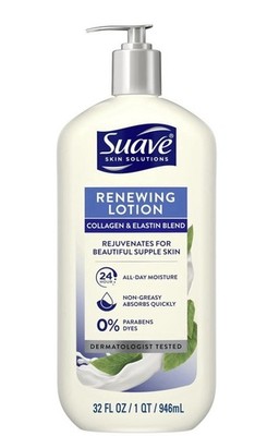 Suave Skin Solutions Renewing Body Lotion Collagen & Elastin Blend 32Fl oz New