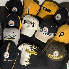 Vintage Pittsburgh Steelers Logo Athletes Reebok Nike Hat Lot Of 12 Collection