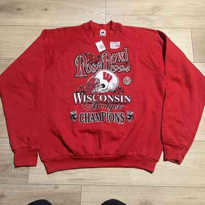 #ad Vintage 1994 Brand New W Tags Wisconsin Badgers Football Rose Bowl Crewneck XL $39.99