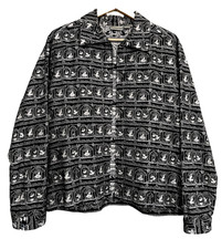 Chicos Womans Novelty Print Jacket Size 3 Long Sleeve Mature Artsy Preppy Office