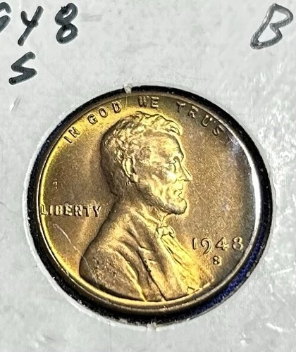 1948-S Lincoln Wheat Cent Penny GEM RD BU From an Original Bank Roll