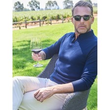 NWT Collars and Co Bellagio Buttonless Long Sleeve Merino Polo 2XL Navy