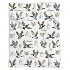 Mallard Duck Blanket, Wild Animal Duck Pattern Throw Soft Fuzzy Flannel Blank...