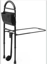 Medline Bed Assist Bar with Storage Pocket, Height Adjustable Bed Rail for