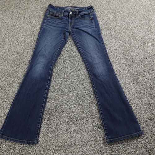 American Eagle Jeans Womens 0 Dark Blue Denim Pants Kick Boot Low Rise Stretch
