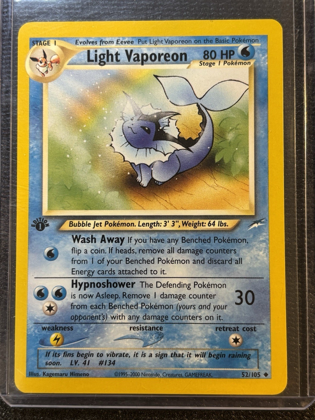 Pokemon 2000 Neo Destiny Light Vaporeon 1st Edition Uncommon #52/105 Near Mint