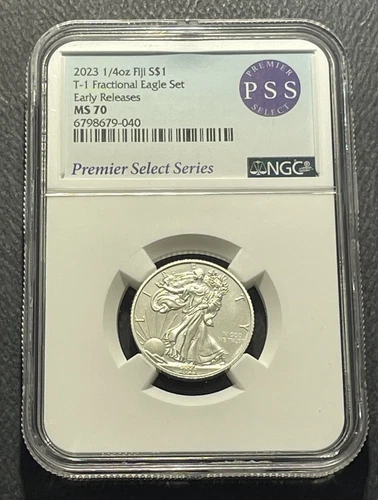 Fiji 2023 1/4 Ounce Silver Coin: T-1 Fractional Eagle Set-NGC MS70