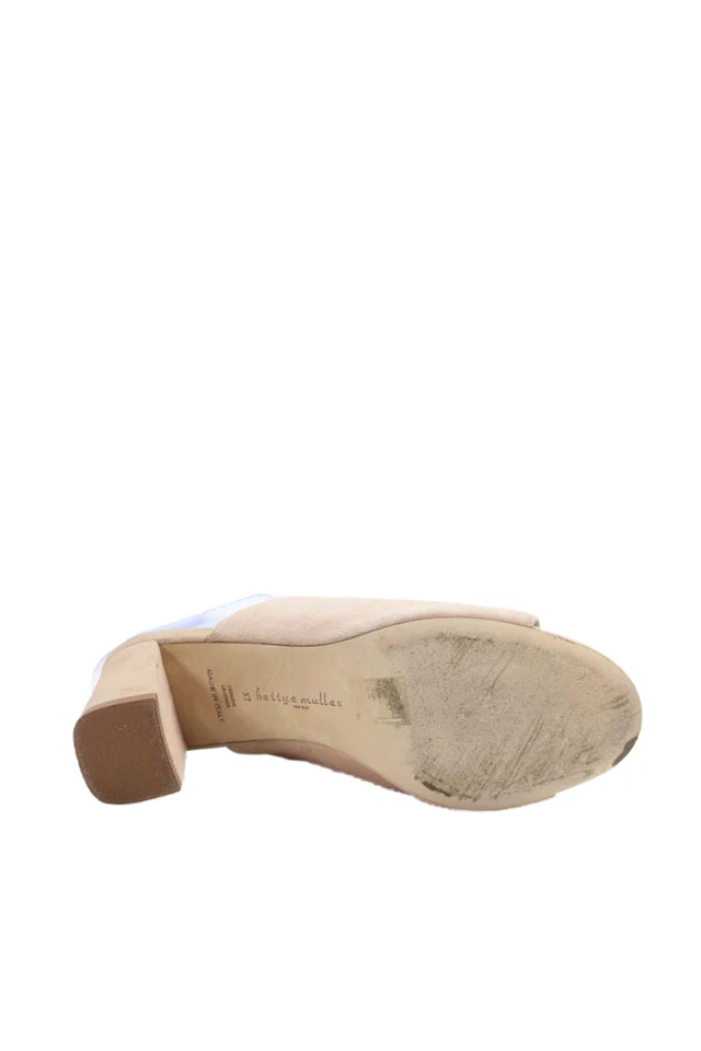 Sandalias Bettye Muller Mujer Sin Cordones Tacón Bloque Deslizables Beige Gamuza Talla 37 Foto 3 de 4