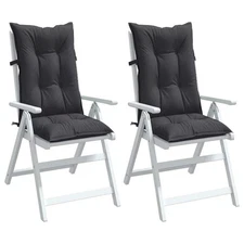 Highback Chair Cushion Set of 2 Melange Anthracite 100% Polyester