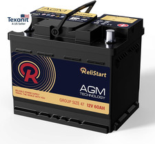 AGM Battery BCI Group 47 Car Battery-12V 60Ah H5 Size 47 Automotive Battery, 12V