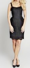 Whistles 'Patience' dress, black lace, peplum cocktail dress, Size UK 10