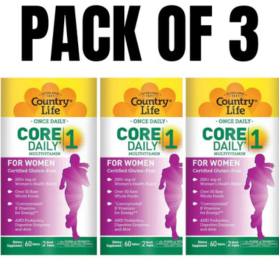 Country Life Core Daily-1 Multivitamin for Women   60 Tablets (Pack of 3)