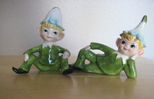 Pair of Vintage 50's Green Pixie/Elf Norcrest Japan Figurines