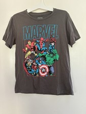 Marvel Kid Boys Superheroes Spider-Man Thor Cotton Blend Crewneck T-Shirt Gray L