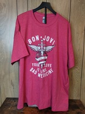 Bon Jovi Bad Medicine Red Heather T-Shirt 3XL Gildan 2019 New Licensed