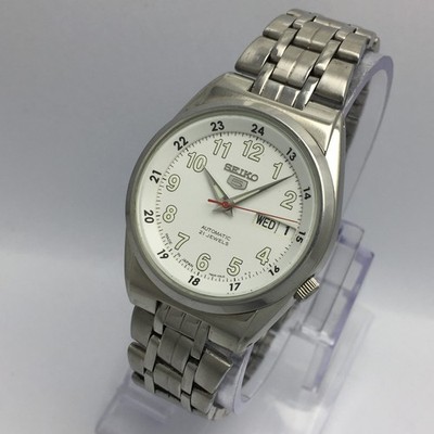 Seiko 5 Automatic 7S26-02C0 Railway time Day/Date Vintage Men s Watch IMA354BAS7