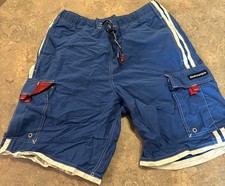 VTG Abercrombie  Fitch Men's Sz M 10" Swim Board Cargo Trunks Shorts Blue Lined