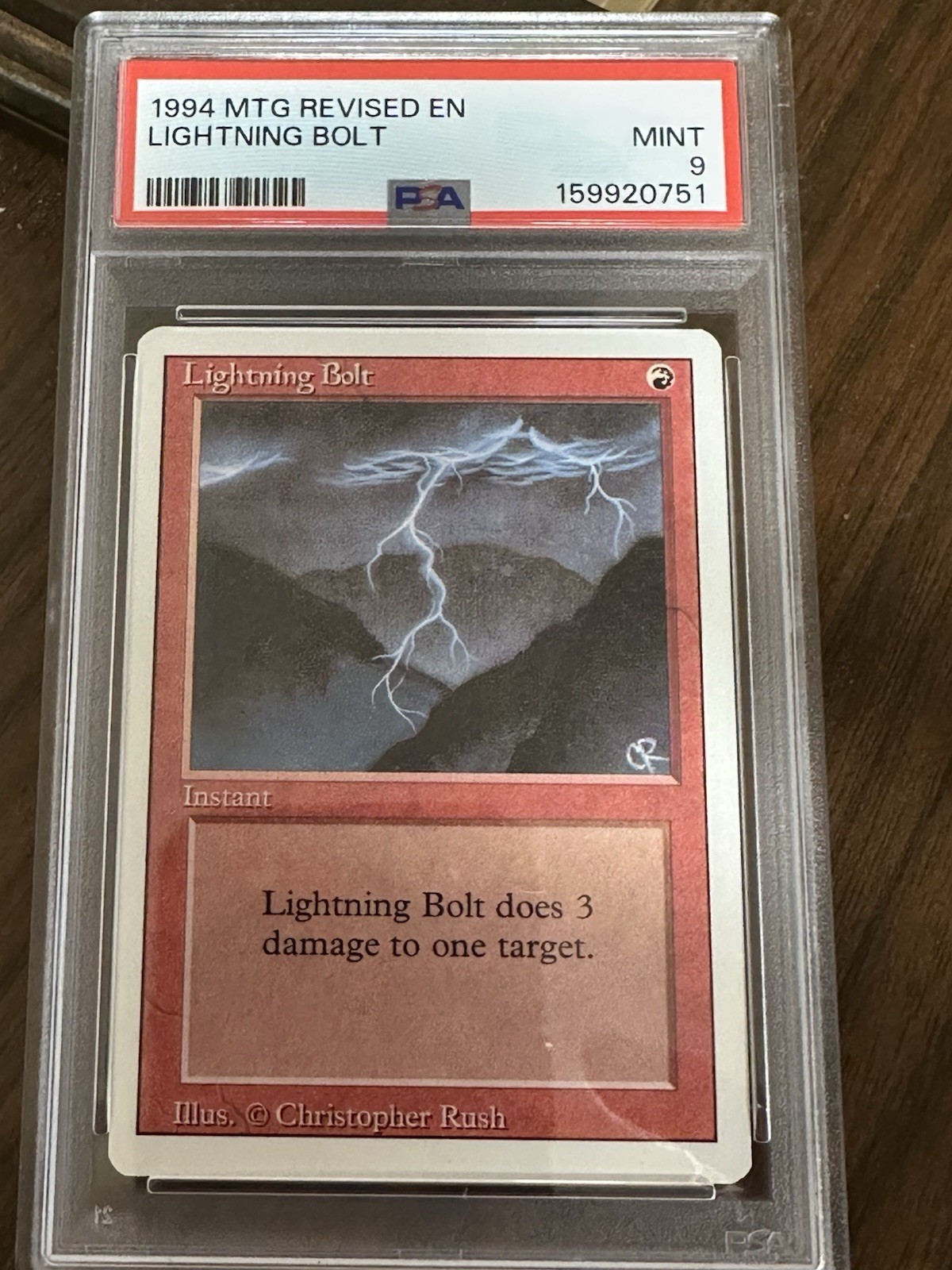 1994 Magic The Gathering Revised Lightning Bolt PSA 9 Mint!