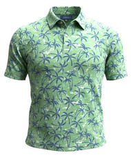 IZOD Saltwater Polo Shirt Men's LARGE Green Palm Tree Relaxed Classics EUC