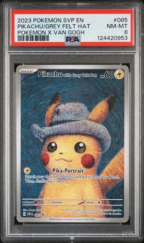 2023 POKEMON SVP EN-SV BLACK STAR PROMO #085 PIKACHU WITH GREY FELT HAT PSA 8