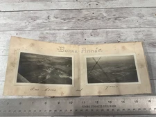 WWI AIRMAN HANDMADE 1918 NEW YEARS EVE CARD FOR WOMAN FRANCE W/ AERIAL PHOTOS