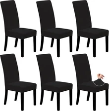 Easy Dining Chair Covers Stretch Dining Room Chair Covers Set of 6, Black