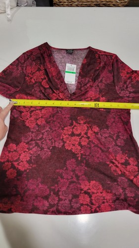 NUEVO CON ETIQUETAS Rafaella Mujer TOP TÚNICA MANGA 3/4 Rojo Floral Talla Grande Bin 3 - Imagen 5 de 7