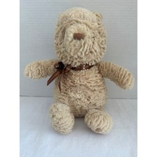 Disney Classic Winnie the Pooh Plush Tan Textured Fur Brown Ribbon 13 Inch