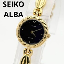 SEIKO ALBA Y150-0A30 Black Quartz Watch From Japan