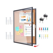 Outdoor Bulletin Board 38x28 Inch Enclosed Tamper-Proof Cork Notice Board wit...